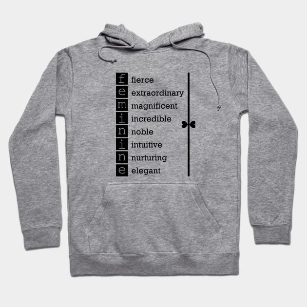 Feminine inspirational words in black